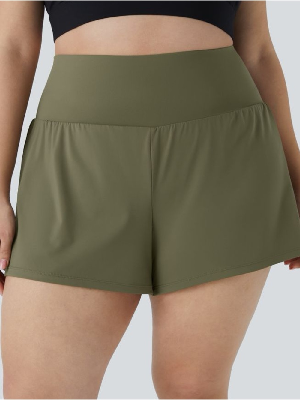 HALARA 4x Olive Green High-Rise 2-in-1 Athletic Shorts